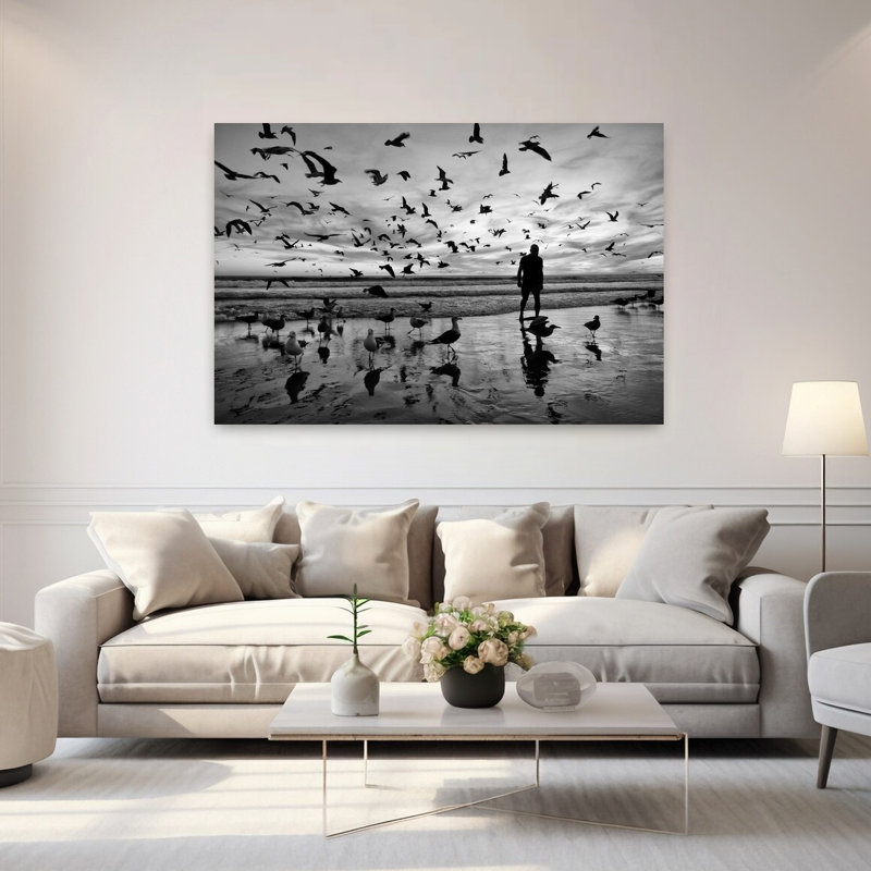 Oiseau de plage solitaire, H 40 po x l 60 po