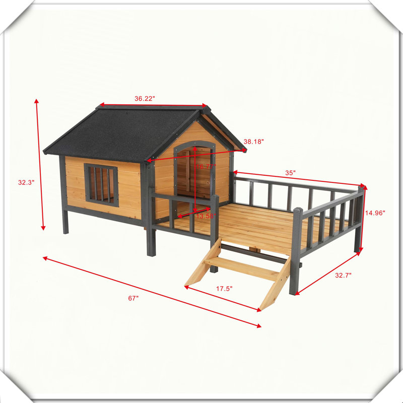 Niche pour chien d'extérieur en bois avec cadre en fer tout autour
