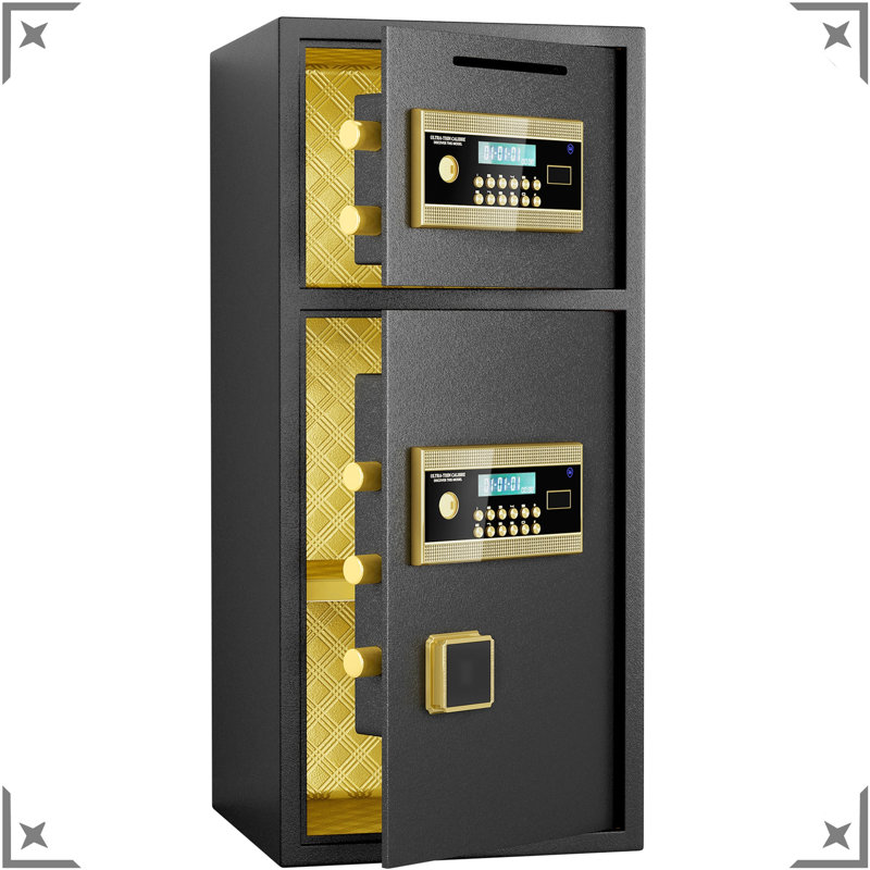 Large Double - Door Digital Coin Operated 7.0 Cubic Feet Safe With And Waterproof Bag, Dual Alarm, Hidden Code, Thickened All Steel, Gap Prying, Wall Or Floor Mount For Secure Spaces Wall/floor Home,