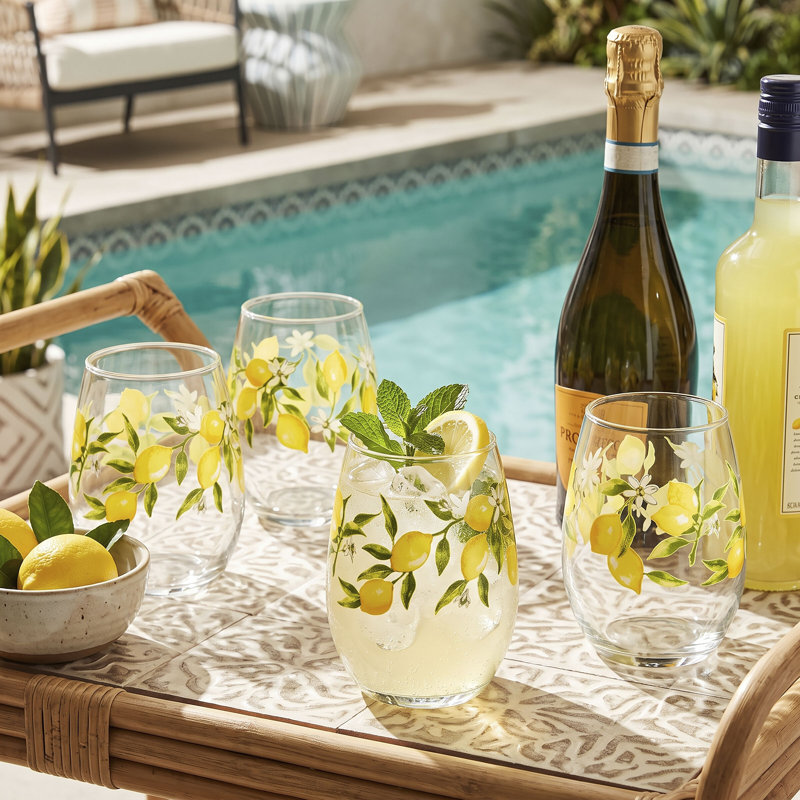 Mikasa Lemon Stemless Wine Glass Set of 4