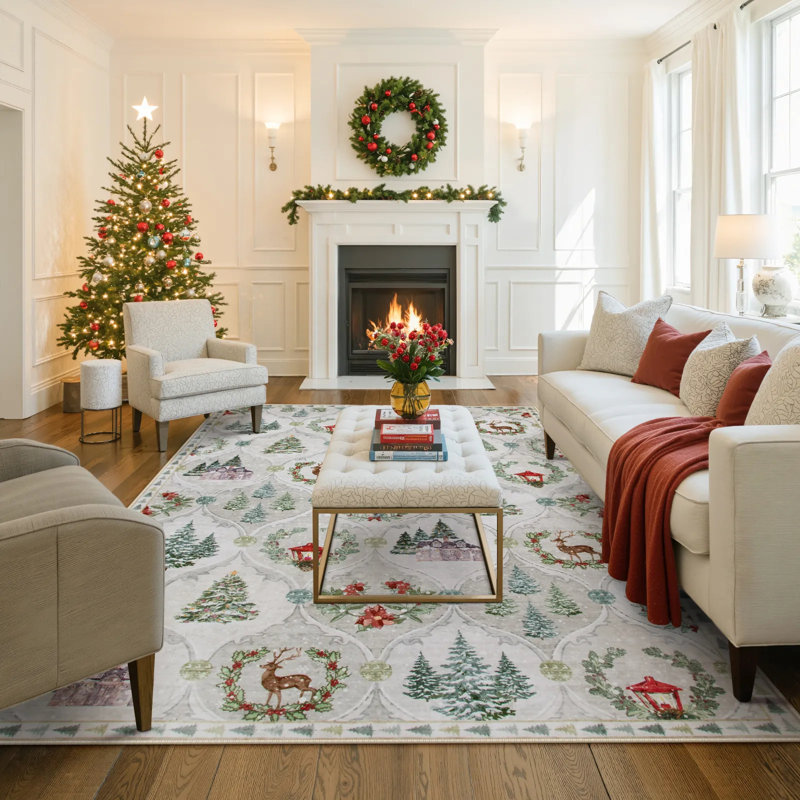 Tapis de Noël Laraven, Rectangulaire 8 pi x 10 pi