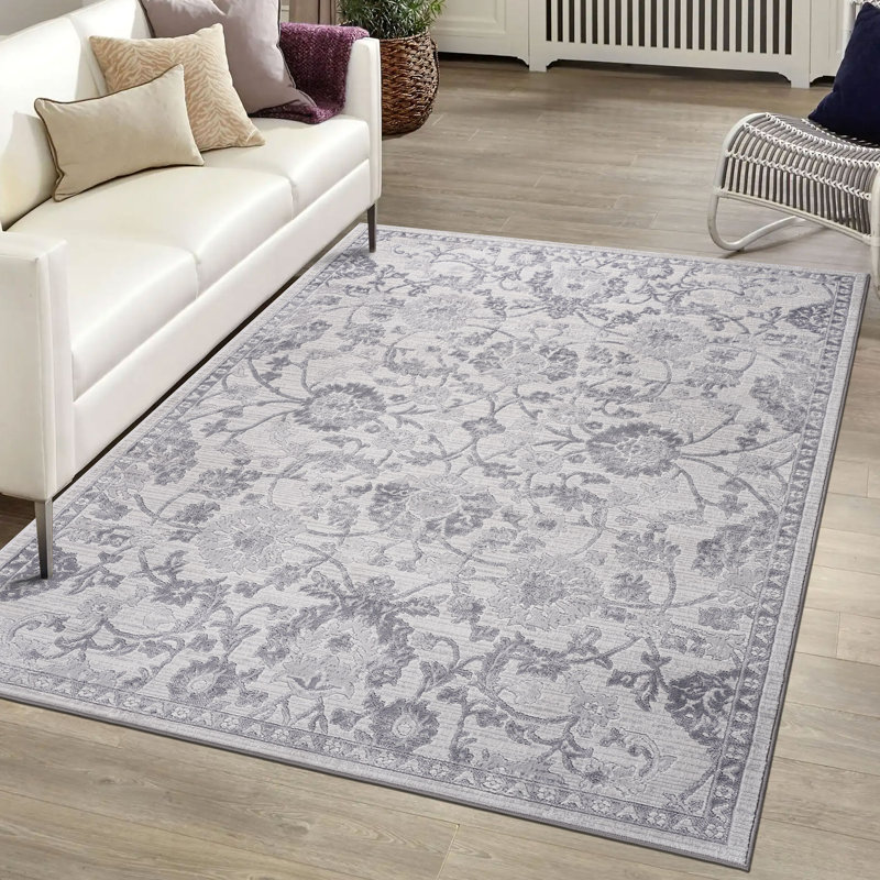 Naar Marfi Area Rugs, Grey/Silver/Oriental Accent Power Loom Machine -Crafted, Rectangle 7'9" x 10'
