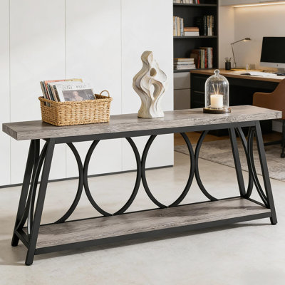 2-Tier Hall Table With Vintage Industrial Design, Sturdy And Versatile For Various Home Decor Settings