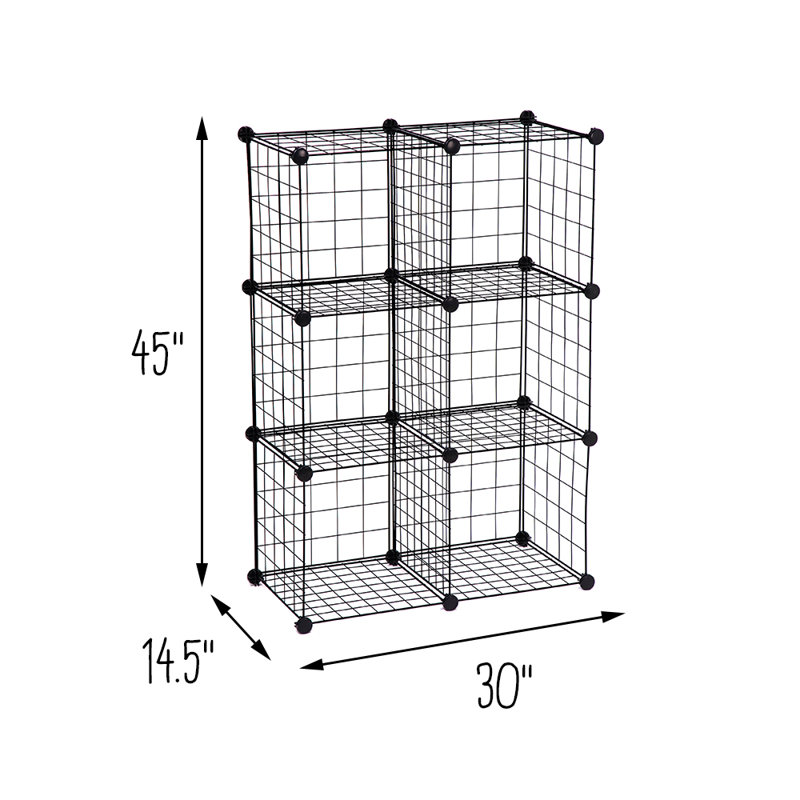 Étagère modulaire à 6 cubes (H 43 po x l 29 po x P 14,5 po), Noir