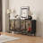 60.3" American Retro 4-Door Buffet Cabinet with Glazed Tropical Glass Doors - Black Wood & Metal Storage Console for Living Room, Dining Room, Bedroom