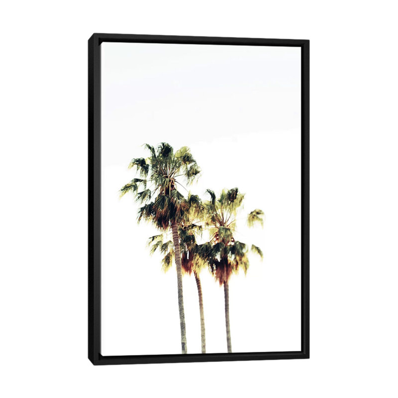 «The Palms Blanc», reproduction d'art sur toile, Toile avec cadre noir, Pas de tapis, H 26 po x l 18 po x P 1,5 po