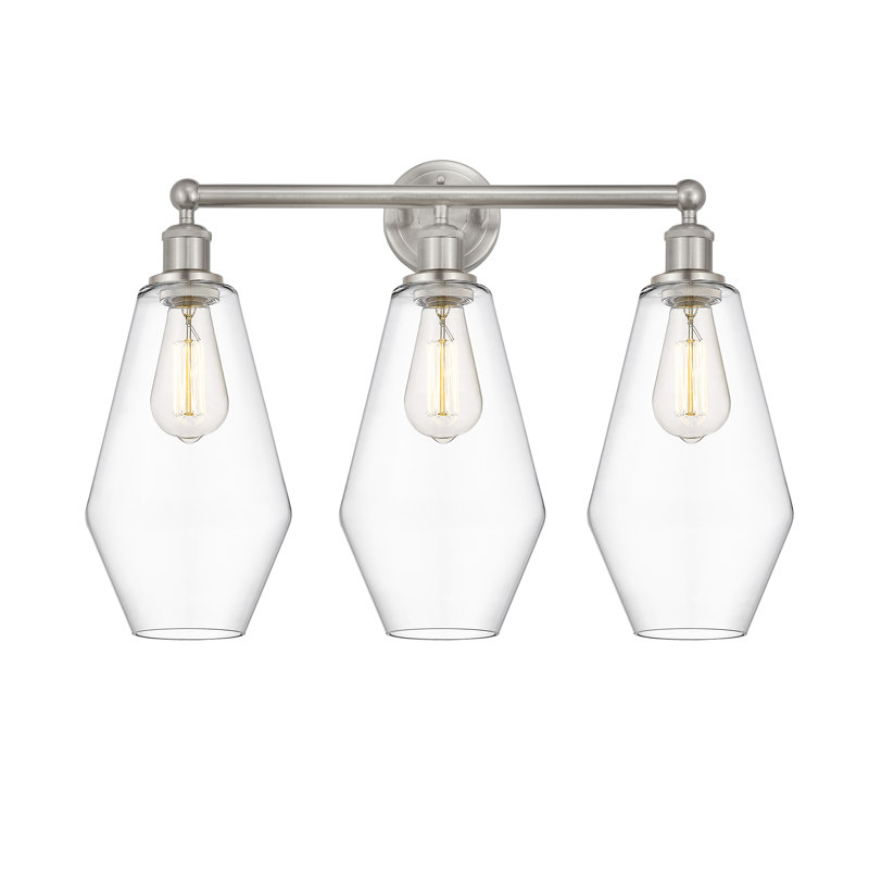 Éclairage pour salle de bain 3 lumières à intensité variable, Transparent, Nickel satiné