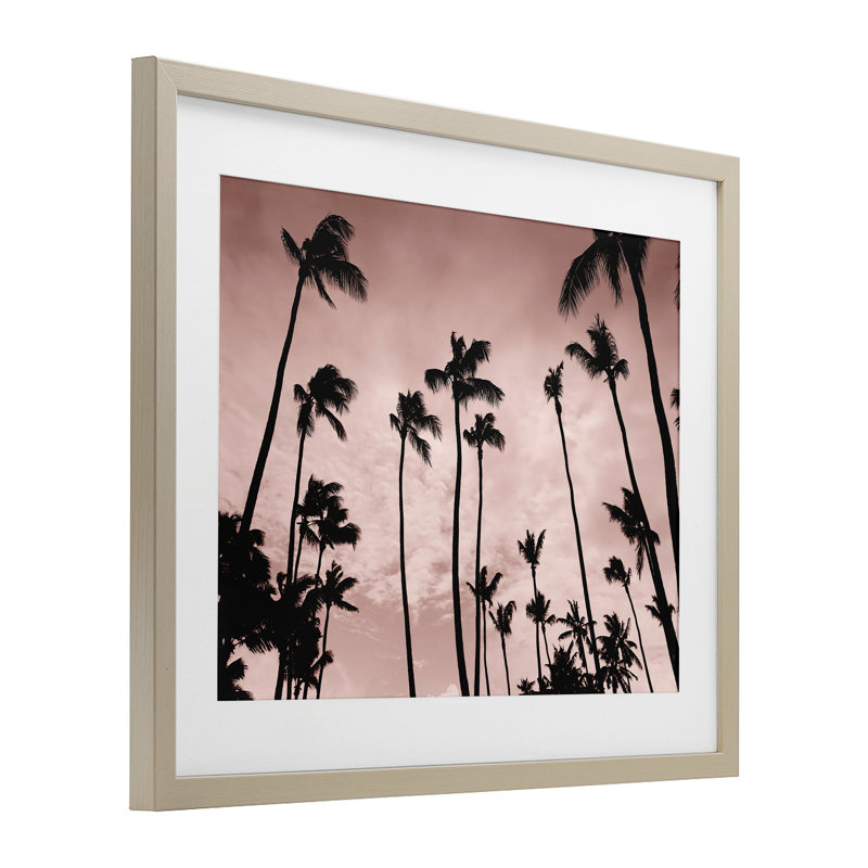 «Evenings Edge Pink Palms», reproduction encadrée sous verre, design par Natalie Carpentieri, H 17 po x l 21 po