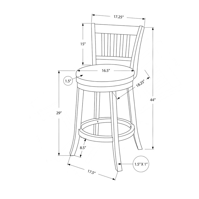 Tabouret de bar, ensemble de 2, pivotant, hauteur de bar, bois brun, aspect cuir noir, transitionnel