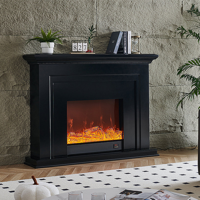 French Electronic Decorative Fireplace TV Stand, Black