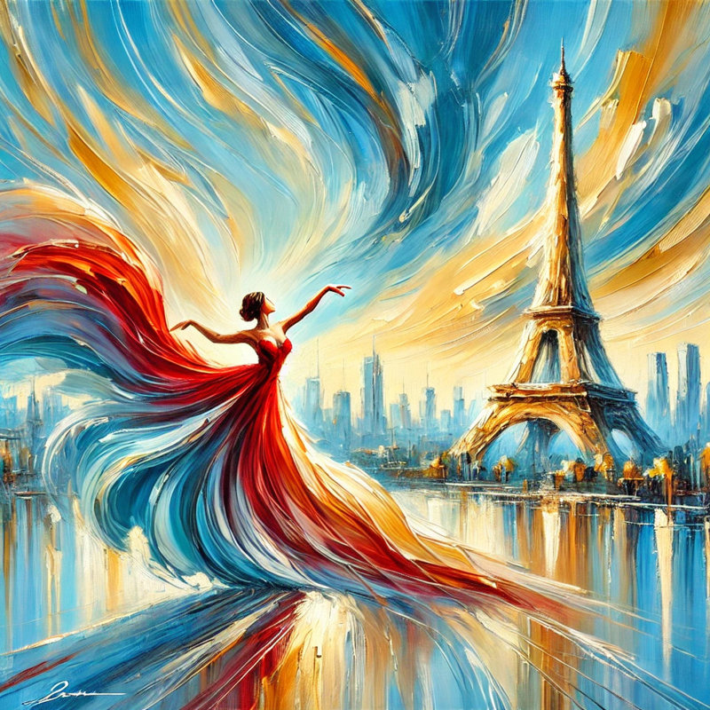 «Dancing Grace in Paris», art mural sur toile tendue, H 30 po x l 30 po x P 1,5 po
