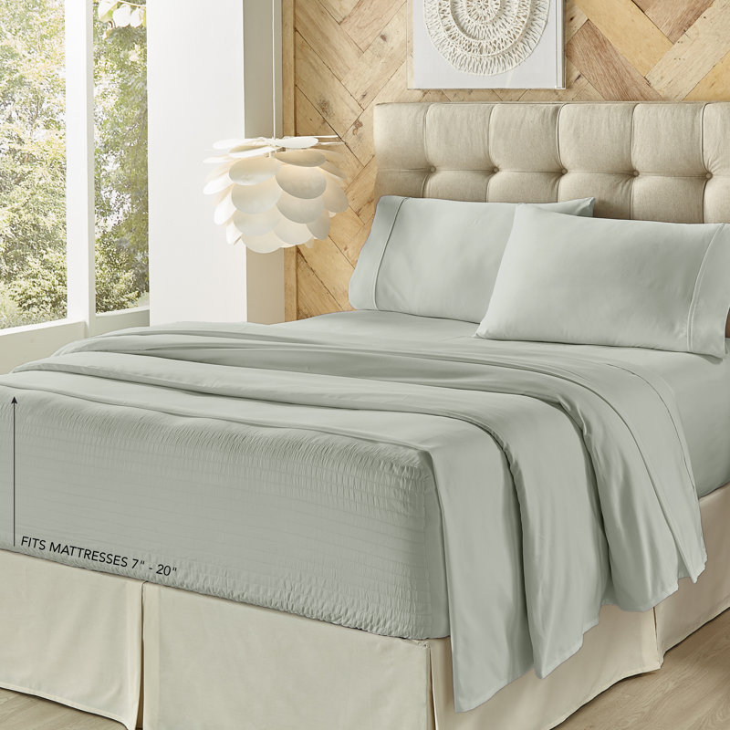 Royal Fit - 500 Tc feuille 4pc. Ensemble de draps, Ensemble de draps pour taille de lit double et deu, Argent