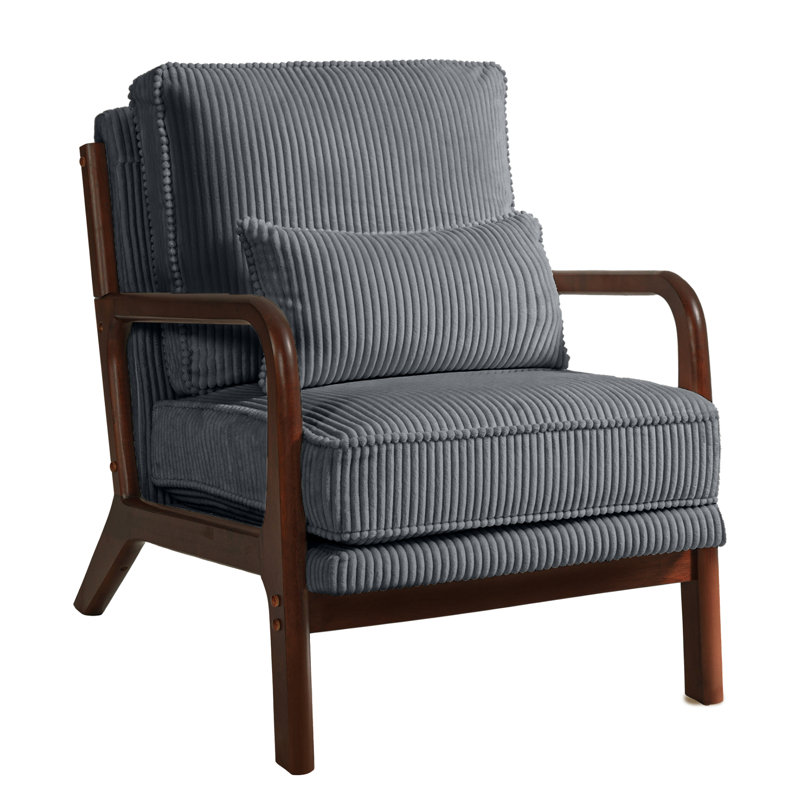 Chaise d'appoint en velours côtelé Mid-Century, Gris