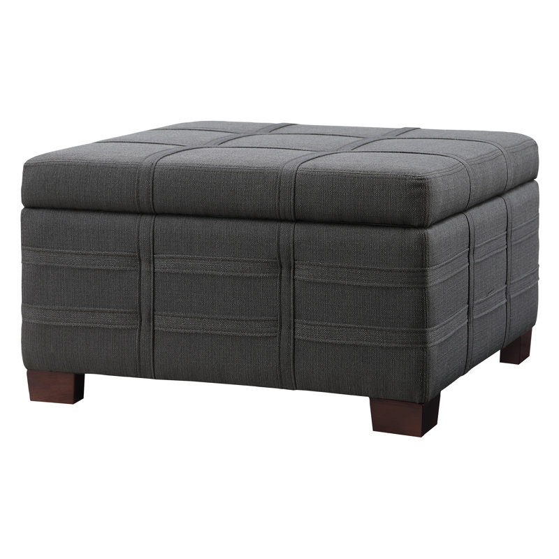 Upholstered Ottoman, Charcoal Polyester