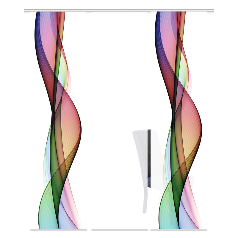 Tremonton Semi Sheer Curtain Panel Pair, Purple/Pink/Green, 245 x 60 cm