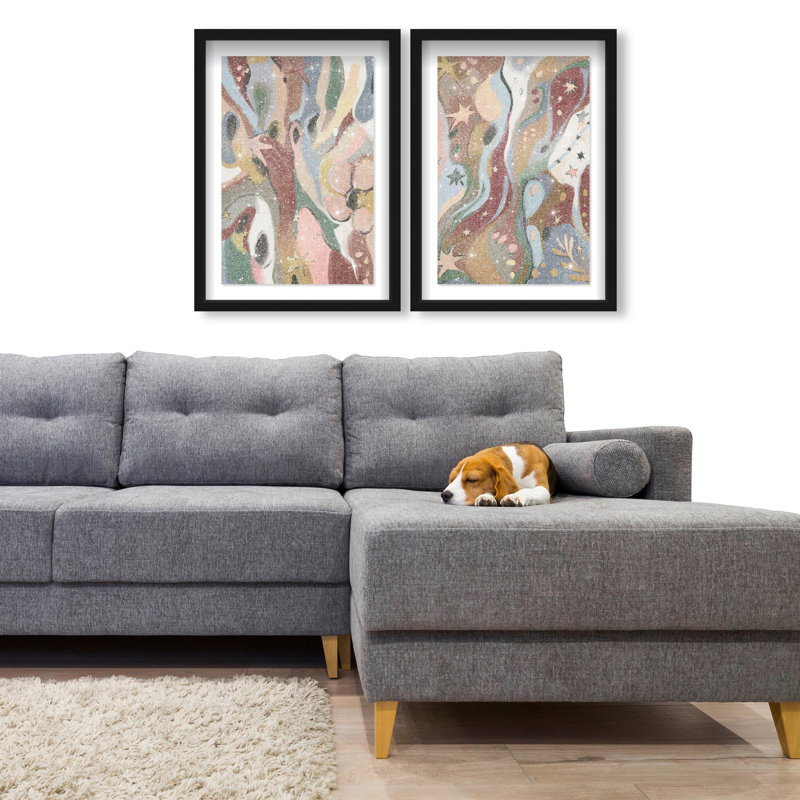 Modern Folk Set Set by Oliver Gal, 51"H x 35"W, Black Shadowbox