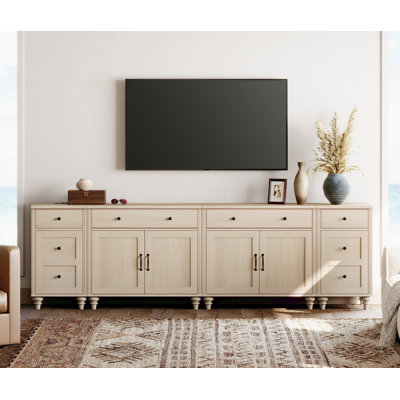 Corretta 100.8" W Solid and Manufactured Wood TV Stand