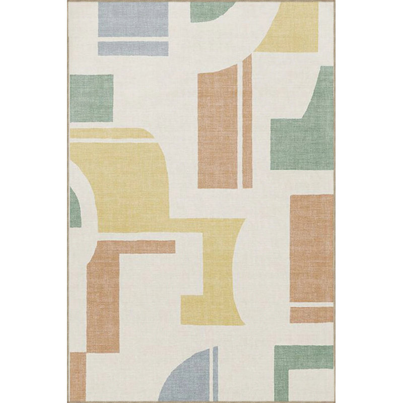 Colorful Ethnic Patterned Washable Decorative Carpet, Rectangle 2'4" x 4'