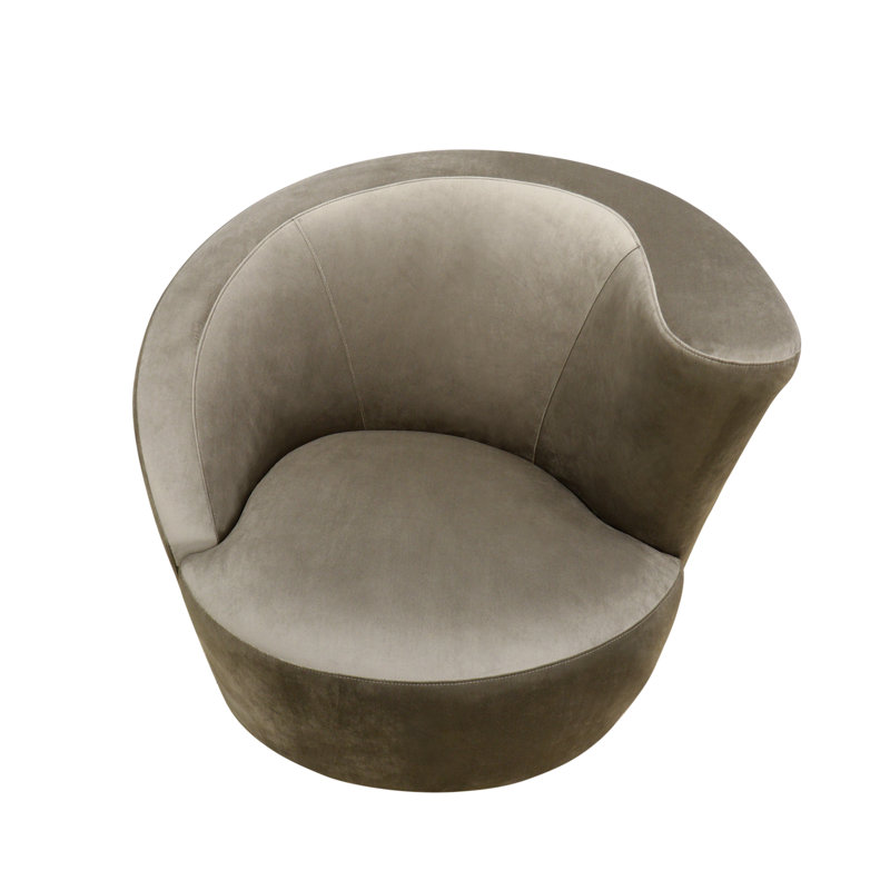 Fauteuil demi-tonneau pivotant en velours 93,98 cm de large Vicenza, Moka