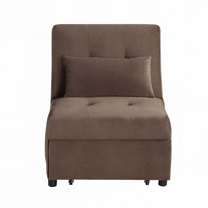Fauteuil convertible en velours capitonné, Brun