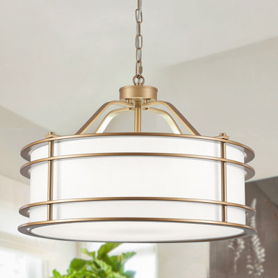 Luminaire de style campagnard rond à 5 lumières avec tambour cylindrique de 21,65 pouces