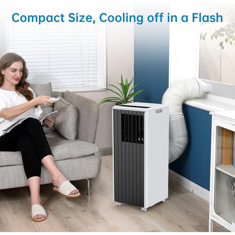 Climatiseur portatif 2 PCS 8 000 BTU avec ventilateur déshumidificateur de refroidissement, mode veille, télécommande, minuterie 24H écoénergétique pour les pièces jusqu'à 350 pieds carrés