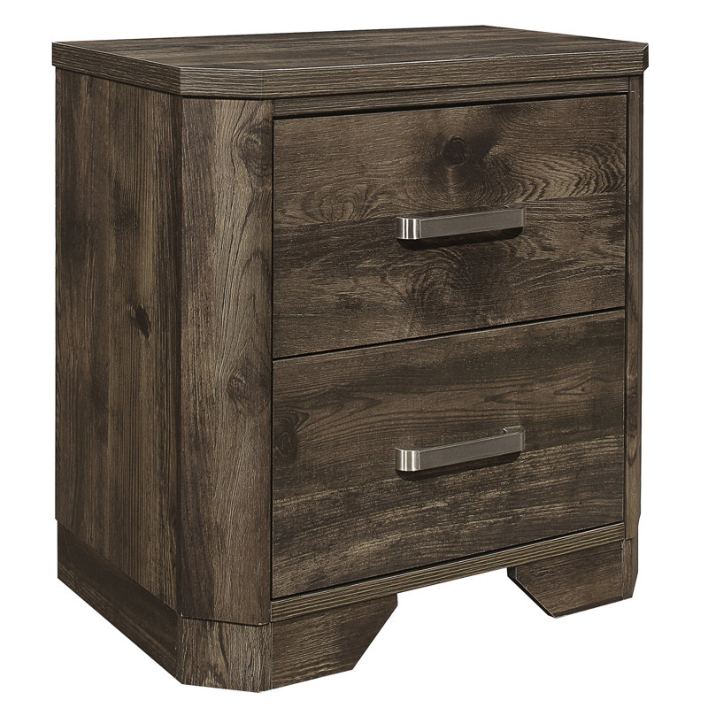 Armoire de chevet rustique brun avec tiroirs - Style transitionnel pour la chambre 2