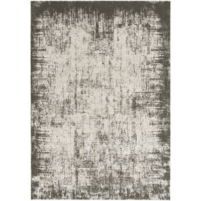 Machine Woven Polyester Area Rug in Cream/Gray