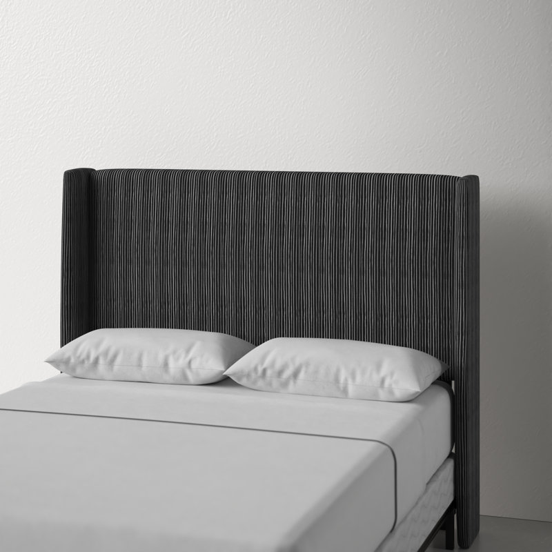Matos Upholstered Headboard, King, Brush Stripe Ink
