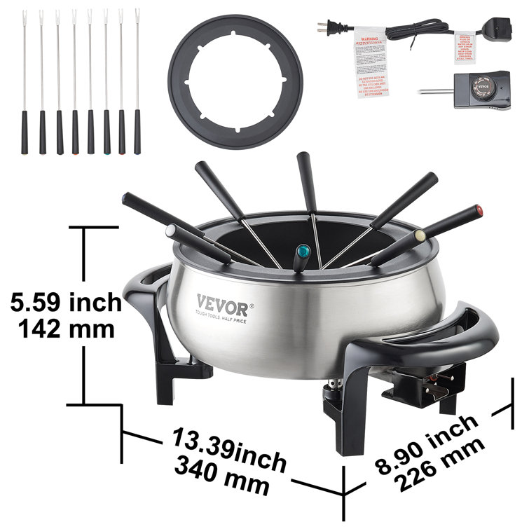 Vevor 3 qt. Stainless Steel Fondue Set