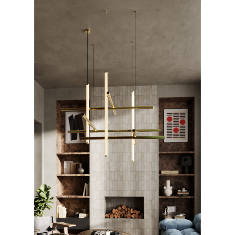Labyrinth 1 - Light LED Chandelier, Brass