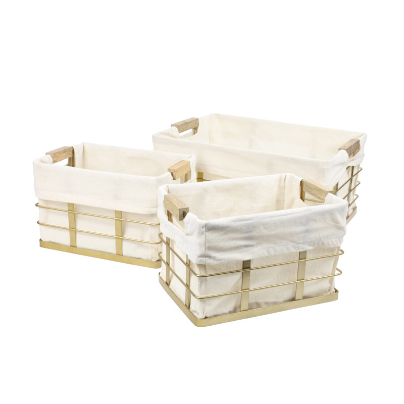 Ensemble de 3 paniers de rangement Callan, Doré