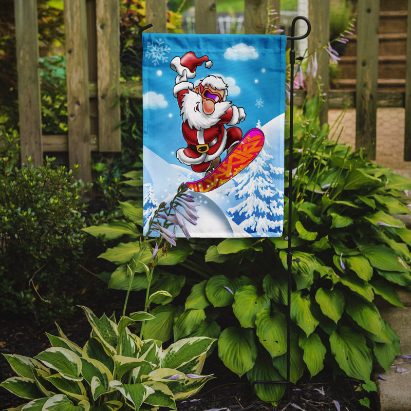 Drapeau de jardin à 2 côtés noël père noël, H 15 po x l 11 po