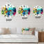 Turquoise Story avec touches de jaune et de rouge - horloge murale moderne-59913139