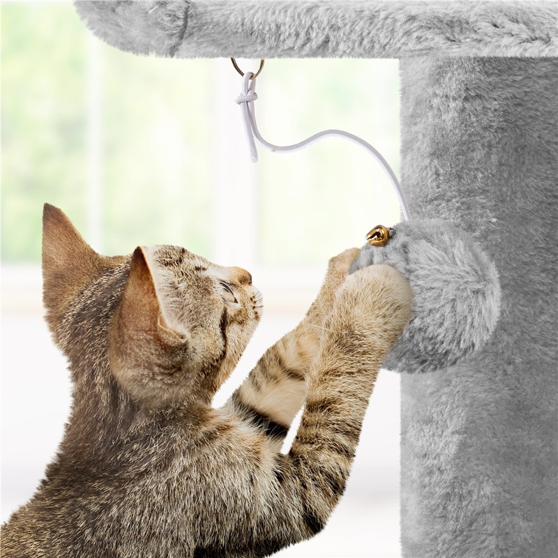 Cat Tree, Light Grey, 158cm H x 49cm W x 49cm D