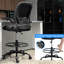 Chaise de dessinateur haute chaise de bureau avec accoudoirs rabattables Fauteuil de direction ergonomique pour ordinateur avec support lombaire et repose-pieds réglable