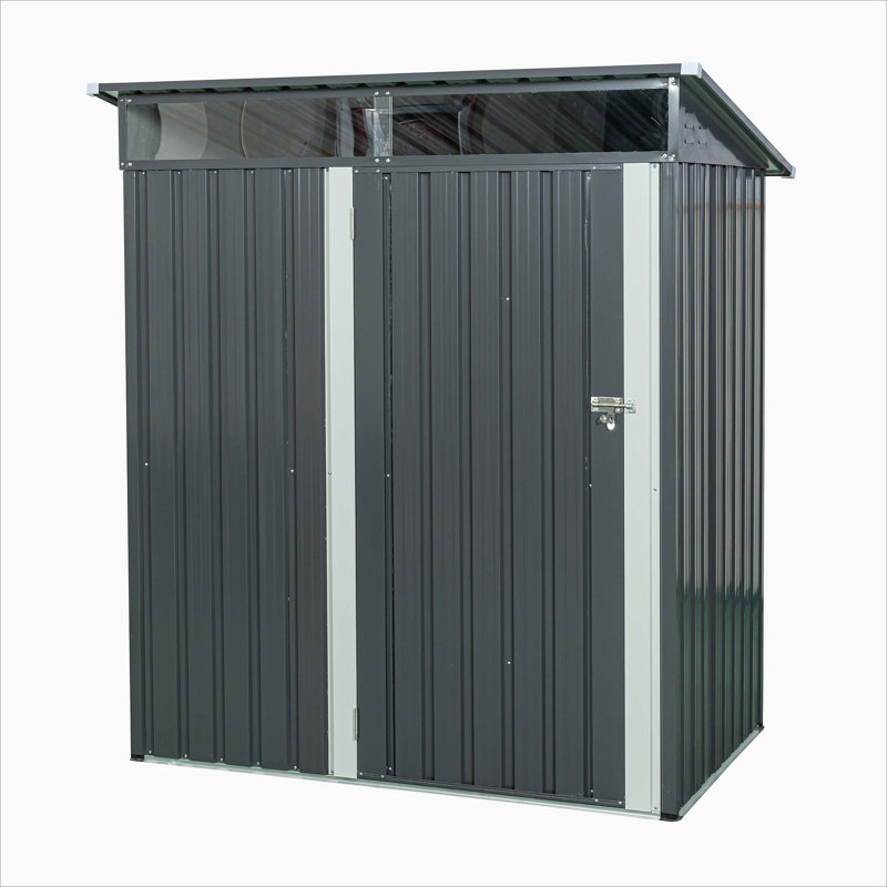 TC53BL 5Ft X 3Ft Outdoor Metal Storage Shed Transparent Plate, Black