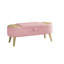 Banc de rangement repose-pieds ovale en tissu velours avec grand espace de rangement pour la vie-1981951462