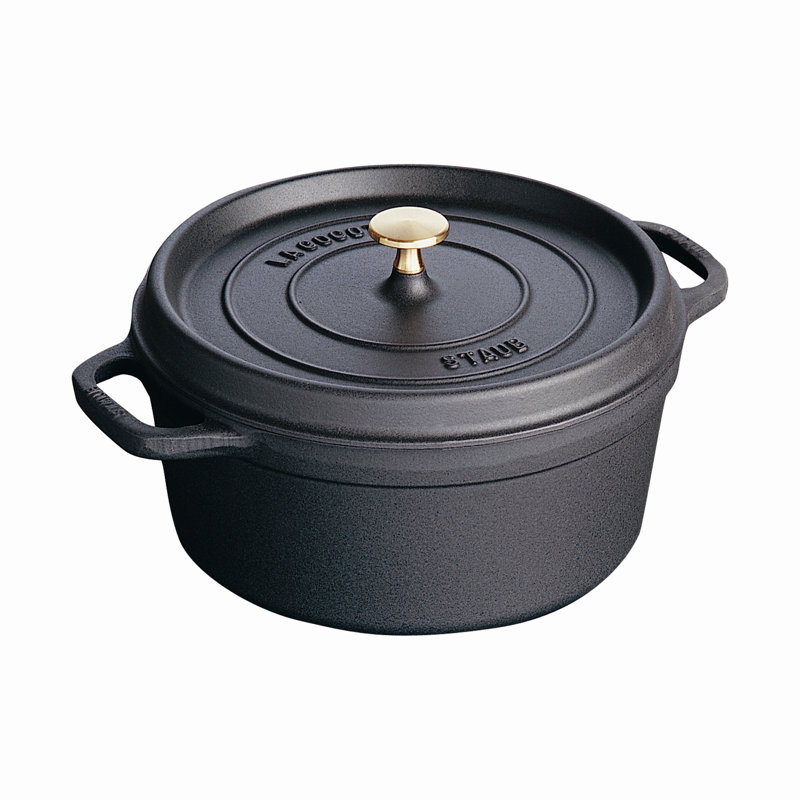 Staub 4 Qt. Shallow Wide Round Dutch Oven, Black Matte