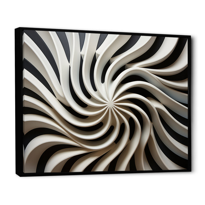 Art mural noir et blanc Opt I, Cadre flottant noir, H 16 po x l 32 po x P 1 po