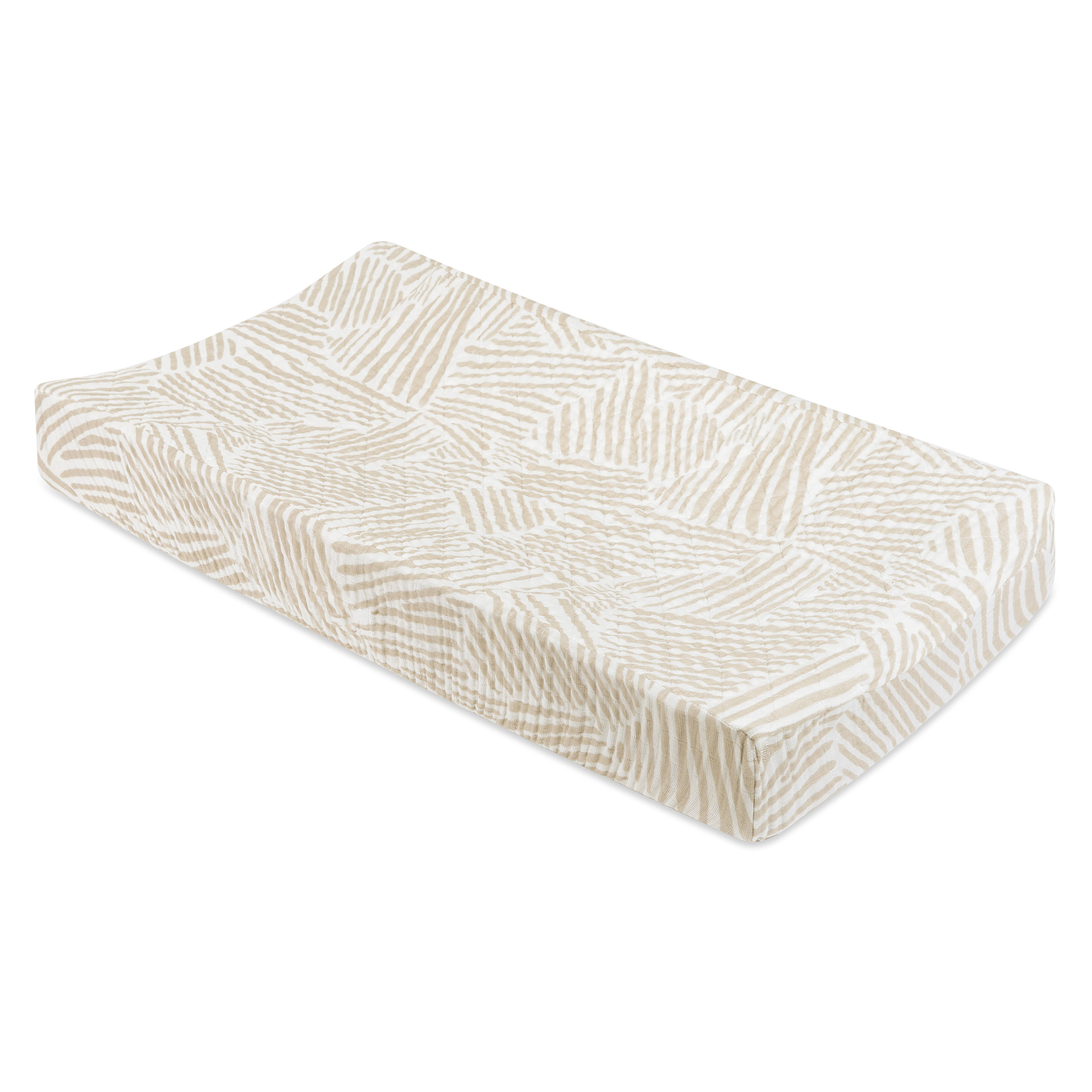 babyletto Oat Stripe Quilted Changing Pad Cover In Muslin Cotton