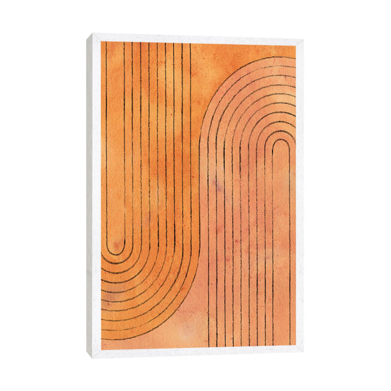 Burnt Orange Arches - Painting on Canvas, 66.04cm H x 45.72cm W x 3.81cm D, White Framed