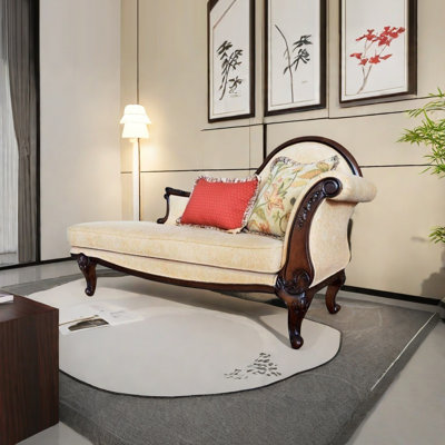 Comfort Fabric Chaise Longue with Solid Wood Frame