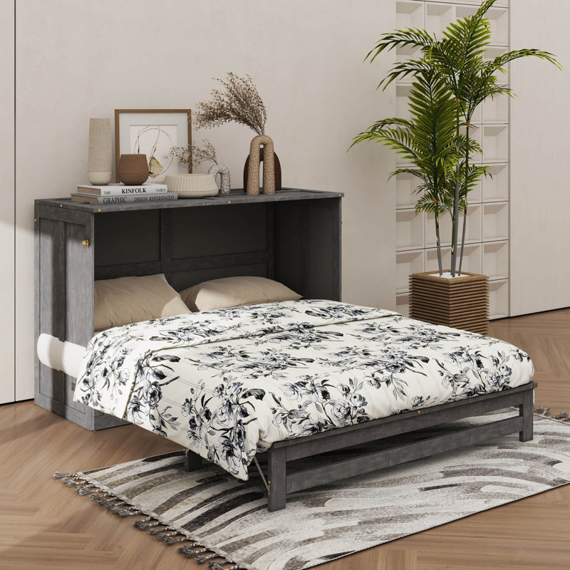 Murphy Bed With Built-In Charging Station, Antique Gray