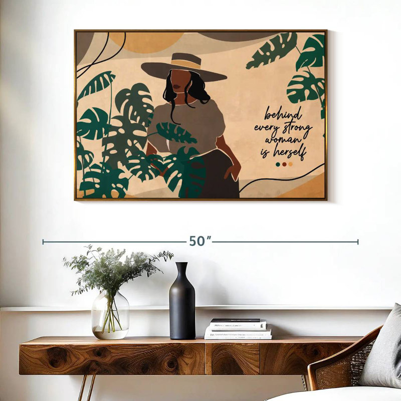 Derrière chaque femme forte I, Cadre flottant doré, 40 po x 27 po