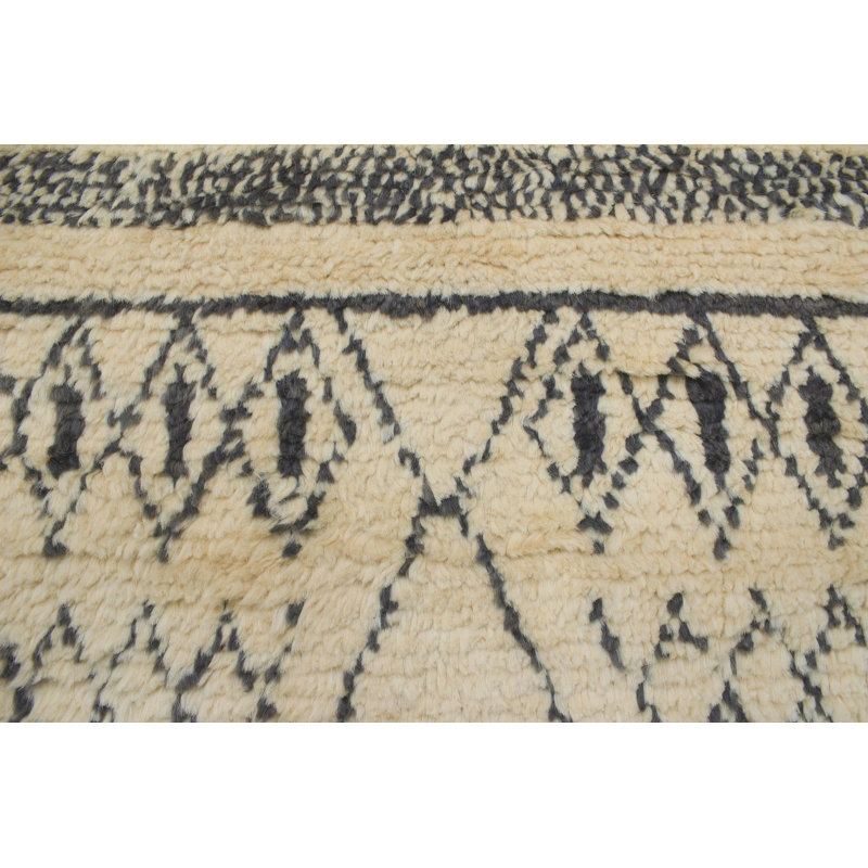 Tapis unique en laine noué à la main style marocain des années 2000 de 5 pi x 8 pi 5 po beige Lovre