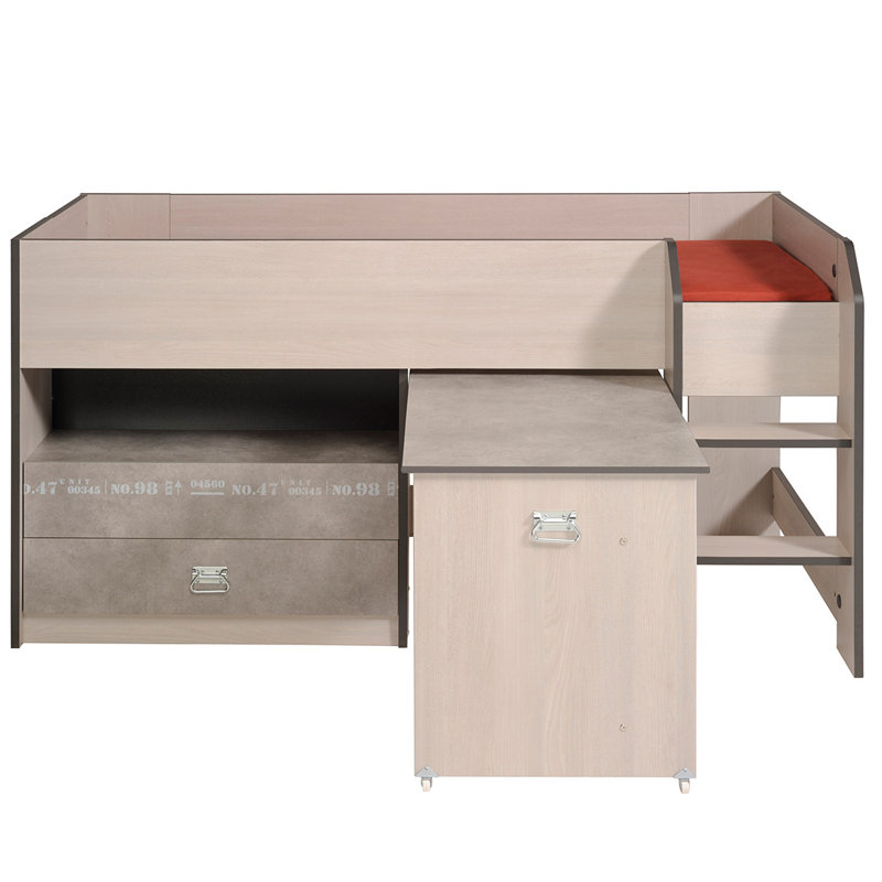 Lit mezzanine simple Laureole avec bureau intégré par Harriet Bee