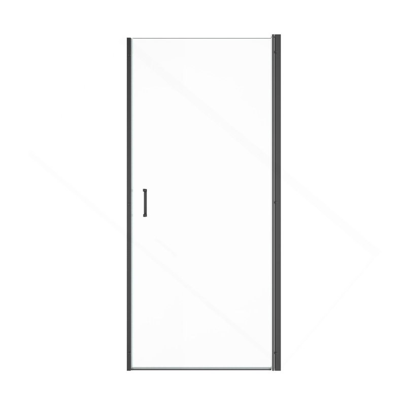 Porte de douche pivotante semi-cadrée 30 po x H 72 po avec verre trempé de 1 po d'épaisseur (6 mm)