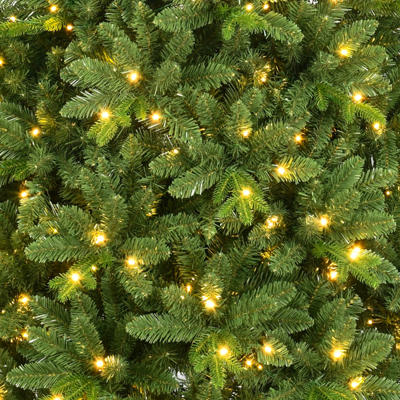 Arbre de Noël artificiel pré-éclairé avec lumières blanc chaud et embouts de branches mixtes en PVC / PE, 7'