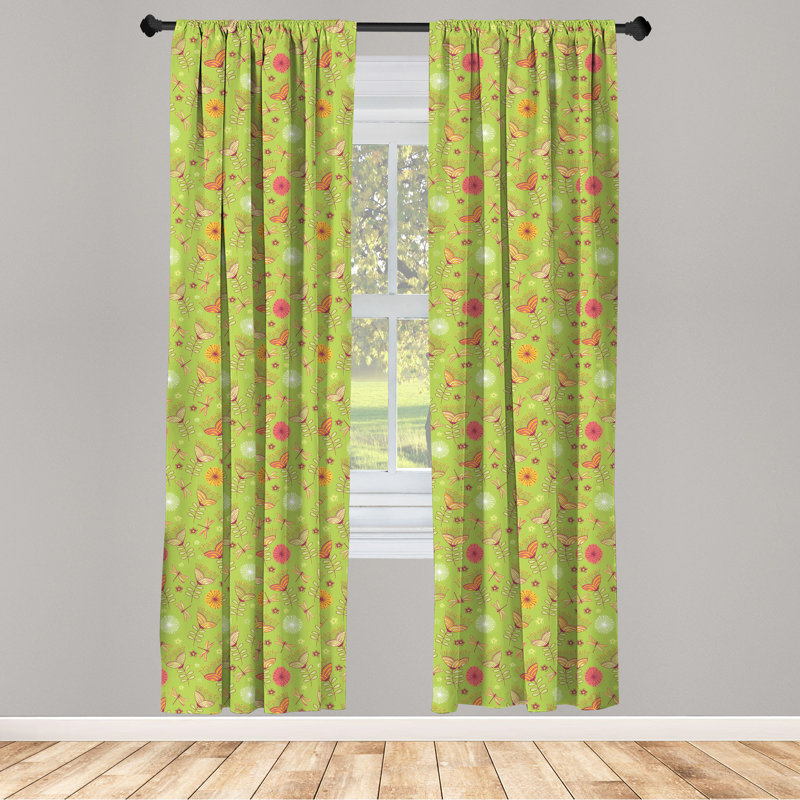 Dragonfly Semi-Sheer Rod Pocket Sliding Panel, 28" x 84"